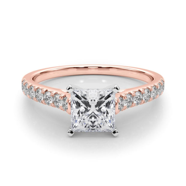 Rylos 14K White/Rose/Yellow Gold Prong Set Prong Set Engagement Ring | Princess Cut | Certified Lab Grown Diamond Ring | VS-SI Quality | Available in Size 5-10