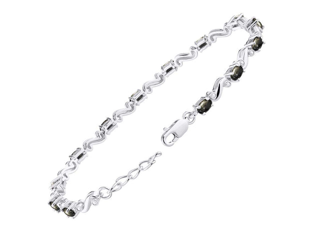 Rylos Bracelets for Women 925 Sterling Silver Classic S Tennis Bracelet Gemstone & Diamonds Adjustable to Fit 7"-8" Wrist, 13 Gorgeous 5X3MM Jewelry for Women Friendship Bracelets