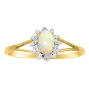 Rylos Rings For Women 14K White Gold - October Birthstone Ring - Opal 6X4MM Color Stone Gemstone Jewelry For Women Gold Ring