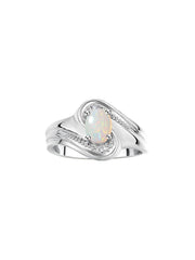 Rylos Designer Swirl Style Ring Sterling Silver 925 : 7X5MM Oval Gemstone & Diamond Accent - Birthstone Jewelry for Women - Available in Sizes 5-10.