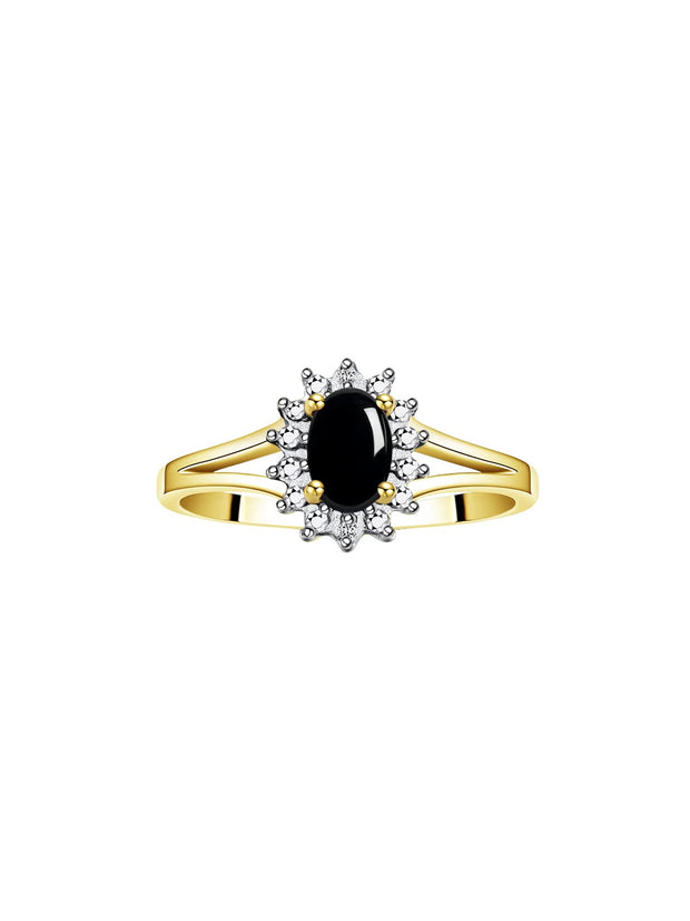 Rylos Halo Ring: Diamond Birthstone with 6X4MM Oval Gemstone - Women's Jewelry in Yellow Gold Plated Silver - Stunning Diamond Ring Sizes 5-10