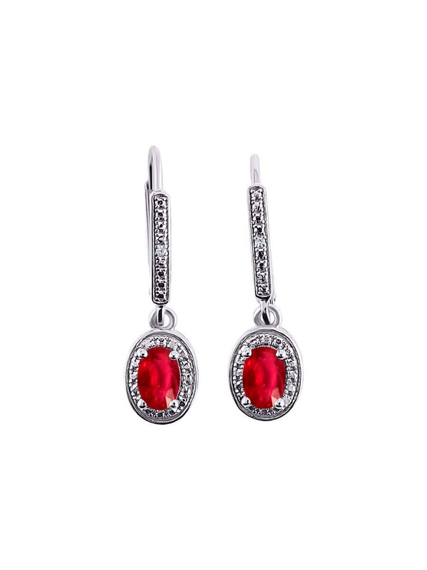 RYLOS Women's Sterling Silver Dangling Earrings - Oval Shape Gemstone & Diamonds - 6X4MM Birthstone Earrings - Exquisite Color Stone Jewelry