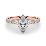 Rylos 14K White/Rose/Yellow Gold Engagement Rings | Marquise Cut | Certified Lab Grown Diamond Ring | VS-SI Quality | Available in Size 5-10