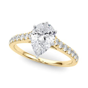 Rylos 14K White/Rose/Yellow Gold Prong Set Prong Set Engagement Ring | Pear Cut | Certified Lab Grown Diamond Ring | VS-SI Quality | Available in Size 5-10