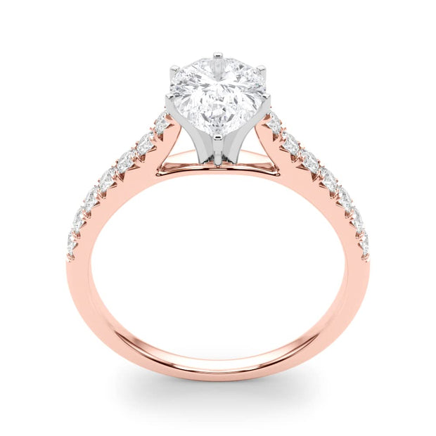 Rylos 14K White/Rose/Yellow Gold Prong Set Prong Set Engagement Ring | Pear Cut | Certified Lab Grown Diamond Ring | VS-SI Quality | Available in Size 5-10