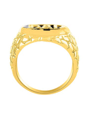 Rylos Yellow Gold Plated Silver DAD Ring with Diamonds and Black Onyx. Available in sizes 8 to 13, Designer men's jewelry collection.