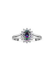 Rylos Halo Ring: Diamond Birthstone with 6X4MM Oval Gemstone - Women's Jewelry in Sterling Silver - Stunning Diamond Ring Sizes 5-10