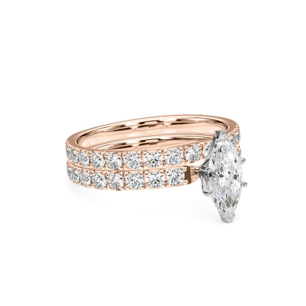 Rylos 14K White/Rose/Yellow Gold Marquise Cut Engagement Ring + Wedding Band set | Certified Lab Grown Diamonds | VS-SI Quality | Available in Size 5-10