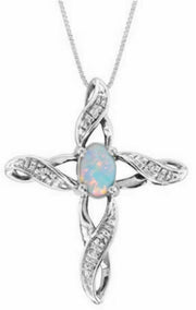 Rylos Necklace Sterling Silver 925 Cross Necklace with Gemstone & Diamonds Pendant with 18" Chain 7X5MM Birthstone Womens Jewelry Silver Necklace For Women Diamond Necklace