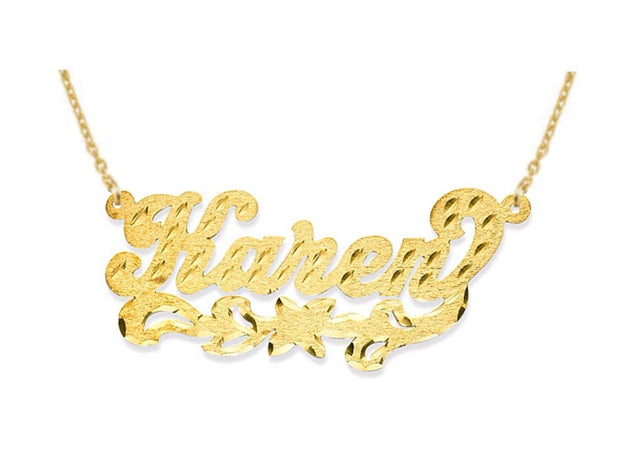 Rylos Necklaces For Women Gold Necklaces for Women & Men 14K Yellow Gold or White Gold Personalized Satin Finish Diamond Cut Nameplate Necklace Special Order, Made to Order Necklace