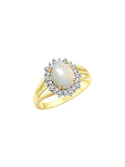 RYLOS Yellow Gold Plated Silver Ring with Princess Diana Inspired 9X7MM Gemstone and a Halo of Diamonds - Birthstone Jewelry for Women in Sizes 5-10