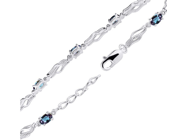 Rylos Bracelets for Women 925 Sterling Silver Serenity Wave Tennis Bracelet Gemstone & Diamonds Adjustable to Fit 7"-8" Wrist, 9 Gorgeous 5X3MM Jewelry for Women Friendship Bracelets