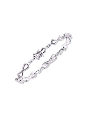 Rylos Diamond Tennis Bracelet Classic 14K White Gold X-O Hugs and Kisses Design Baguette and Round Diamonds - 7" *