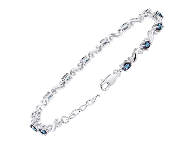 Rylos Bracelets for Women 925 Sterling Silver Classic S Tennis Bracelet Gemstone & Diamonds Adjustable to Fit 7"-8" Wrist, 13 Gorgeous 5X3MM Jewelry for Women Friendship Bracelets