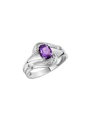 Rylos Designer Swirl Style Ring Sterling Silver 925 : 7X5MM Oval Gemstone & Diamond Accent - Birthstone Jewelry for Women - Available in Sizes 5-10.