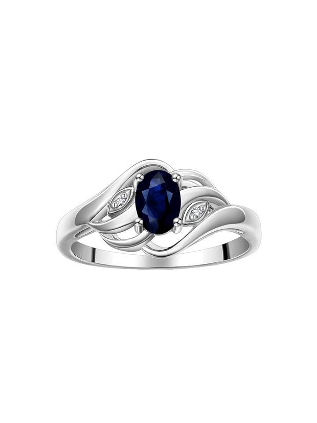 Rylos Ring featuring Classic Style, 6X4MM Birthstone Gemstone, & Diamonds - Elegant Jewelry for Women in Sterling Silver, Sizes 5-10