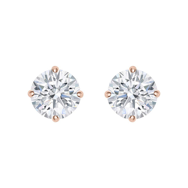 RYLOS 0.5 to 6 Carats Classic Round Diamond Martini Stud Earrings | Genuine 14K White/Rose/Yellow Gold, Sturdy 4-Prong Mounting, Lab-Grown Diamonds Earrings