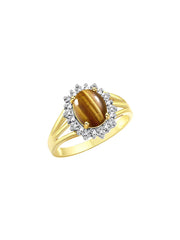 Rylos 14K Yellow Gold Ring: Princess Diana Inspired 9X7MM Gemstone and Dazzling Halo of Diamonds - Exquisite Jewelry for Women in Sizes 5-10