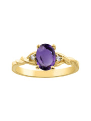 Rylos Timeless 14K Yellow Gold Birthstone Ring - 7X5MM Oval Gemstone & Sparkling Diamonds - Women's Jewelry, Sizes 5-10