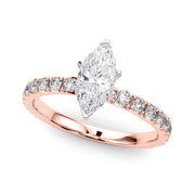 Rylos 14K White/Rose/Yellow Gold Engagement Rings | Marquise Cut | Certified Lab Grown Diamond Ring | VS-SI Quality | Available in Size 5-10