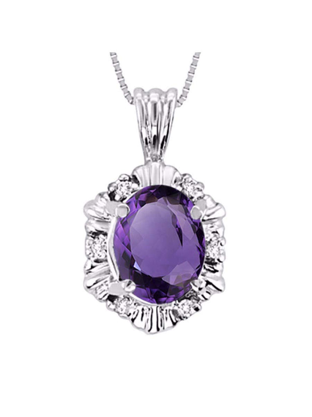 Rylos Halo Designer Pendant Sterling Silver Necklace: Exquisite Gemstones & Diamonds, 18" Chain, 9X7MM Birthstone, Stunning Women's Jewelry