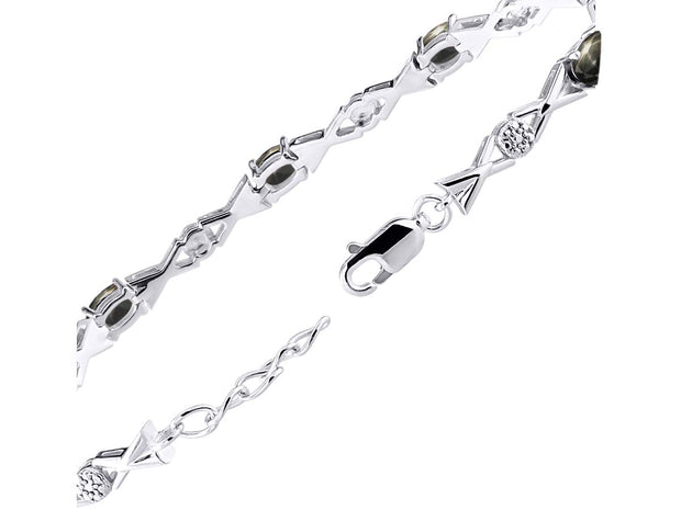 Rylos Bracelets for Women 925 Sterling Silver XOXO Hugs & Kisses Tennis Bracelet Gemstone & Genuine Diamonds Adjustable to Fit 7"-8" Wrist, 10 Gorgeous 6X4MM Jewelry for Women Friendship Bracelets