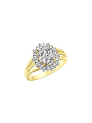 Rylos 14K Yellow Gold Ring: Princess Diana Inspired 9X7MM Gemstone and Dazzling Halo of Diamonds - Exquisite Jewelry for Women in Sizes 5-10