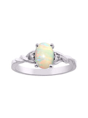 RYLOS Sterling Silver Classic Birthstone Ring - 7X5MM Oval Gemstone & Diamonds - Women's Jewelry, Sizes 5-10