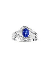 Rylos Designer Swirl Style Ring Sterling Silver 925 : 7X5MM Oval Gemstone & Diamond Accent - Birthstone Jewelry for Women - Available in Sizes 5-10.