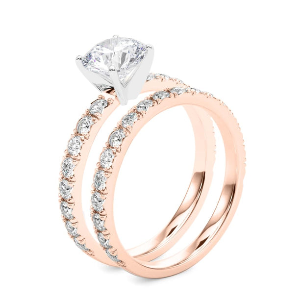 Rylos 14K White/Rose/Yellow Gold Round Cut Engagement Ring + Wedding Band set | Certified Lab Grown Diamonds | VS-SI Quality | Available in Size 5-10