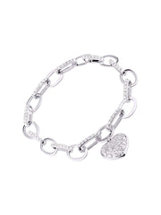 Rylos Diamond Tennis Bracelet Classic 14K White Gold Designer Heart With Spectacular Diamonds 6 1/2"*