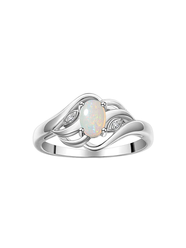 Rylos Ring featuring Classic Style, 6X4MM Birthstone Gemstone, & Diamonds - Elegant Jewelry for Women in Sterling Silver, Sizes 5-10