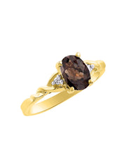 Rylos Timeless 14K Yellow Gold Birthstone Ring - 7X5MM Oval Gemstone & Sparkling Diamonds - Women's Jewelry, Sizes 5-10