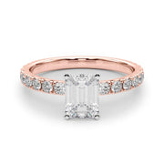 Rylos 14K White/Rose/Yellow Gold Engagement Rings | Emerald Cut | Certified Lab Grown Diamond Ring | VS-SI Quality | Available in Size 5-10