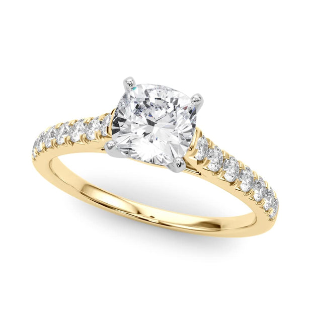 Rylos 14K White/Rose/Yellow Gold Prong Set Prong Set Engagement Ring | Cushion Cut | Certified Lab Grown Diamond Ring | VS-SI Quality | Available in Size 5-10