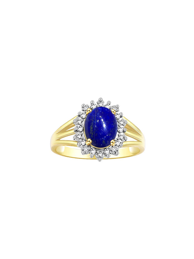 Rylos 14K Yellow Gold Ring: Princess Diana Inspired 9X7MM Gemstone and Dazzling Halo of Diamonds - Exquisite Jewelry for Women in Sizes 5-10