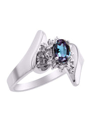 Rylos 14K White Gold Floral Designer Ring with 6X4MM Oval Gemstone & Sparkling Diamonds - Birthstone Jewelry for Women - Available in Sizes 5 to 10 Embrace Elegance!