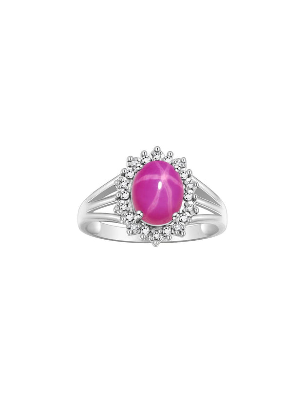 RYLOS Sterling Silver Ring with Princess Diana Inspired 9X7MM Gemstone and a Halo of Diamonds - Birthstone Jewelry for Women in Sizes 5-10