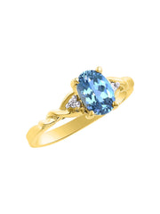 Rylos Timeless 14K Yellow Gold Birthstone Ring - 7X5MM Oval Gemstone & Sparkling Diamonds - Women's Jewelry, Sizes 5-10