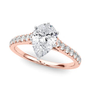 Rylos 14K White/Rose/Yellow Gold Prong Set Prong Set Engagement Ring | Pear Cut | Certified Lab Grown Diamond Ring | VS-SI Quality | Available in Size 5-10