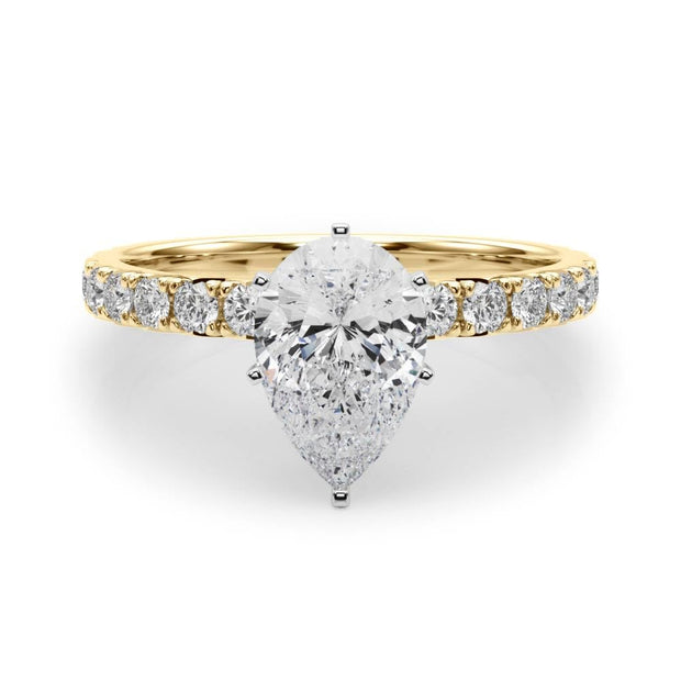 Rylos 14K White/Rose/Yellow Gold Engagement Rings | Pear Cut | Certified Lab Grown Diamond Ring | VS-SI Quality | Available in Size 5-10