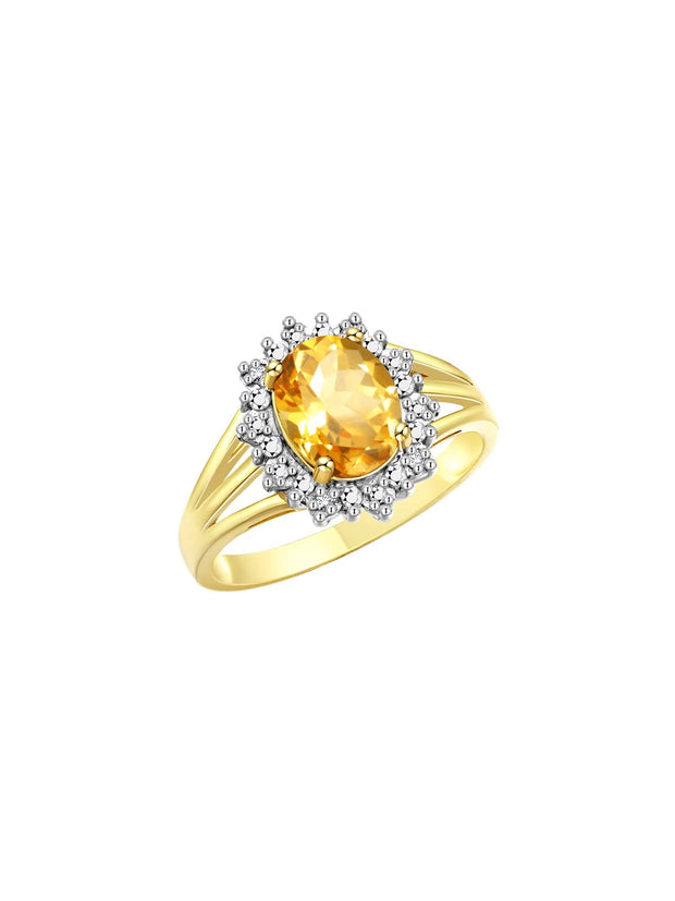 Rylos 14K Yellow Gold Ring: Princess Diana Inspired 9X7MM Gemstone and Dazzling Halo of Diamonds - Exquisite Jewelry for Women in Sizes 5-10