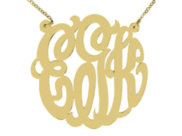 Rylos Necklaces For Women Gold Necklaces for Women & Men 925 Yellow Gold Plated Silver or Sterling Silver Monogram Necklace Personalized 50mm Special Order, Made to Order Super Large Necklace