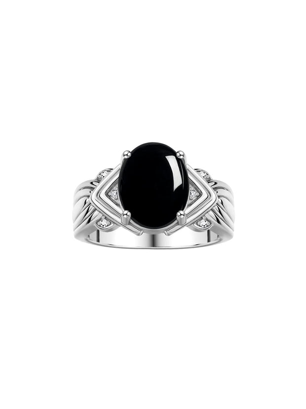 Rylos Ring with 12X10MM Gemstone & Diamonds – Striking Ring for Middle or Pointer Finger – Elegant Sterling Silver Jewelry for Women – Available in Sizes 5-13