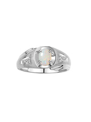 Rylos Men's Rings Classic Designer Style 8X6MM Oval Gemstone & Diamond Ring - Color Stone Birthstone Sterling Silver Ring for Men, Sizes 8-13.