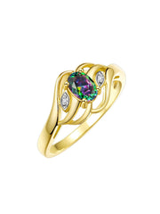 Rylos 14K Yellow Gold Ring with Classic Style, 6X4MM Birthstone Gemstone, & Sparkling Diamonds - Opulent Gem Jewelry for Women in Sizes 5-10