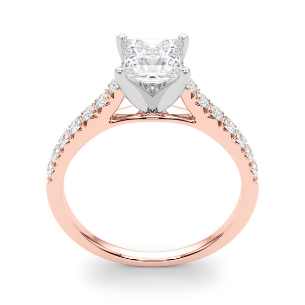 Rylos 14K White/Rose/Yellow Gold Prong Set Prong Set Engagement Ring | Princess Cut | Certified Lab Grown Diamond Ring | VS-SI Quality | Available in Size 5-10