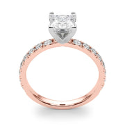 Rylos 14K Rose Gold Engagement Ring 1/2 Carat Size 7 Princess center Cut Lab Grown Diamond Center for Women