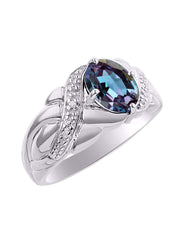 Rylos Classic Ring with 9X7MM Oval Gemstone & Diamonds  Radiant Birthstone Color Stone Jewelry for Women in Sterling Silver  Available in Sizes 5-13