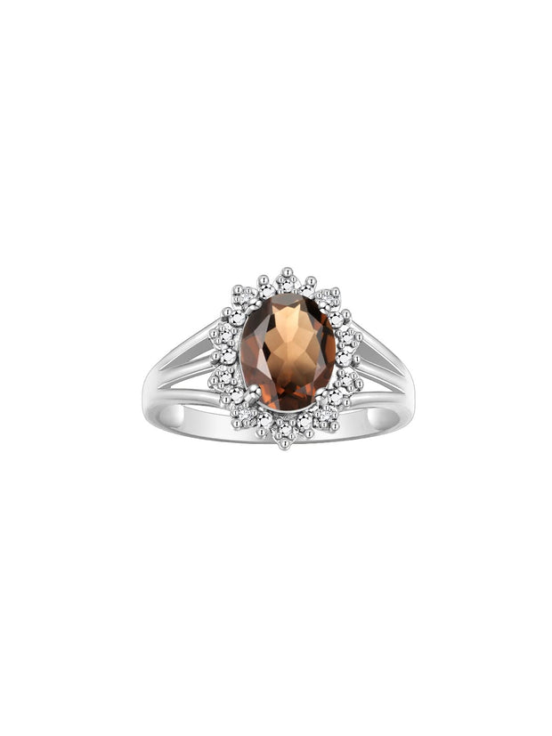 RYLOS Sterling Silver Ring with Princess Diana Inspired 9X7MM Gemstone and a Halo of Diamonds - Birthstone Jewelry for Women in Sizes 5-10